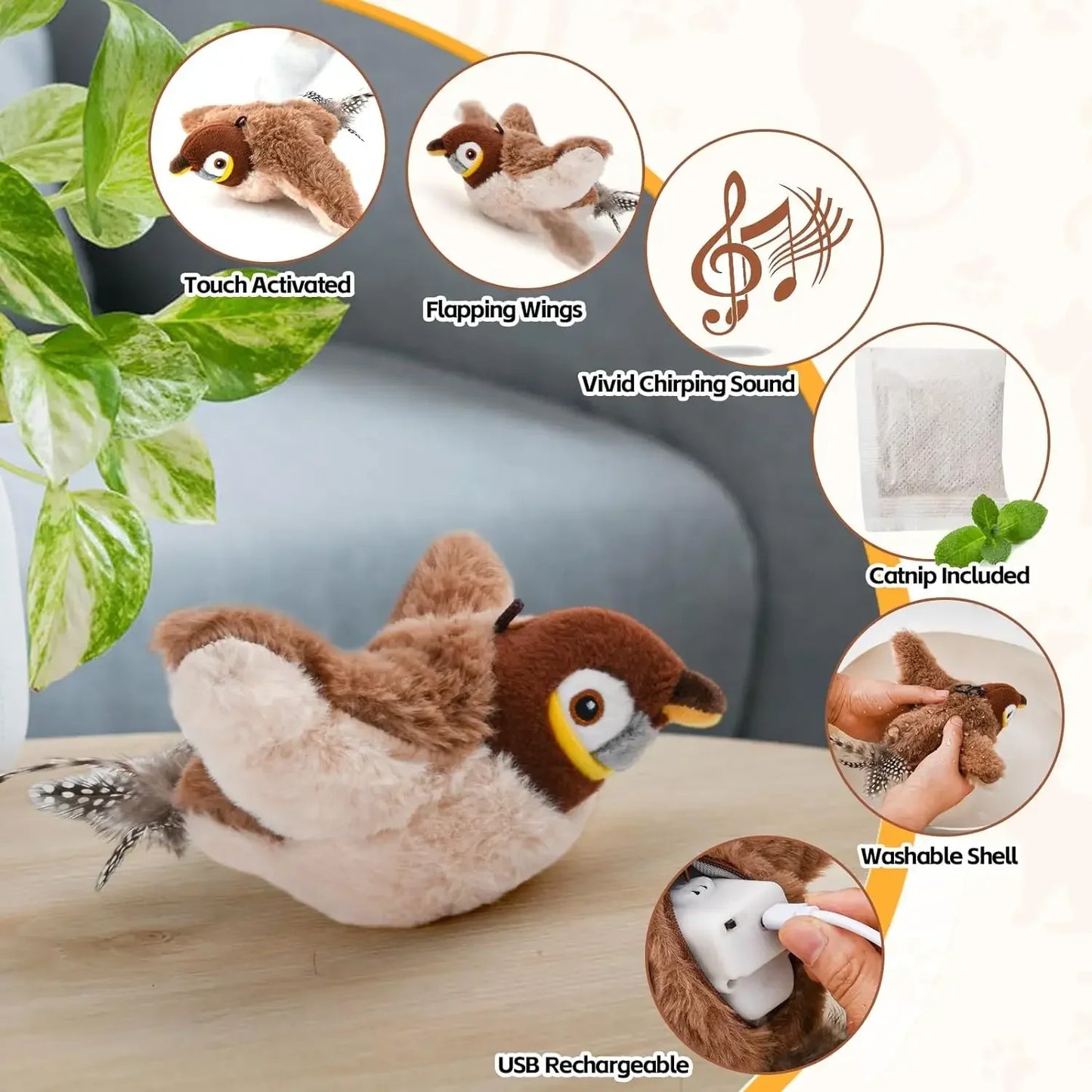 Rechargeable Cat Toy – Chirping Bird