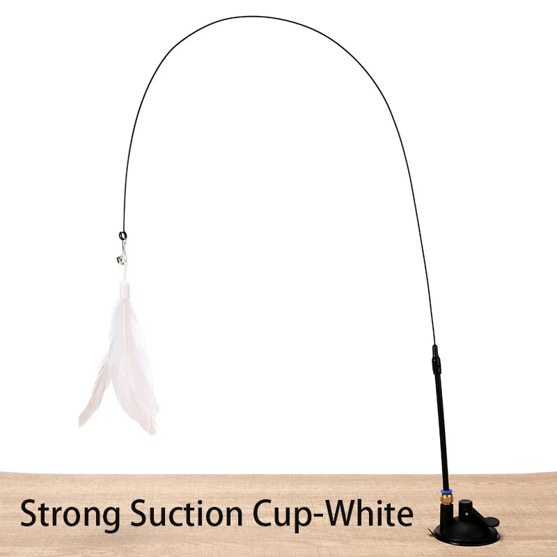 Cat Teaser Wand β Suction Cup Feather Toy