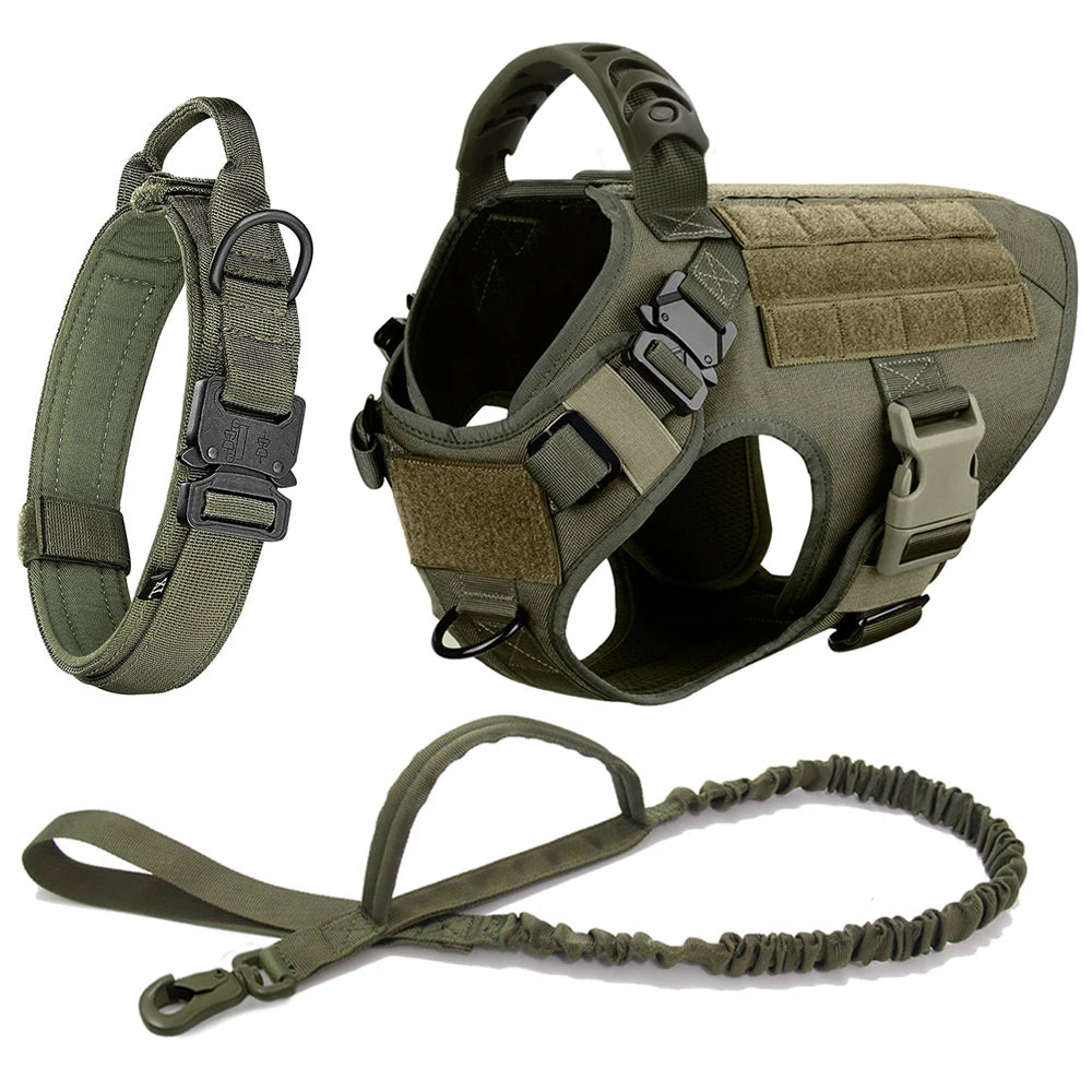 Tactical Dog Harness with Leash & Pouches