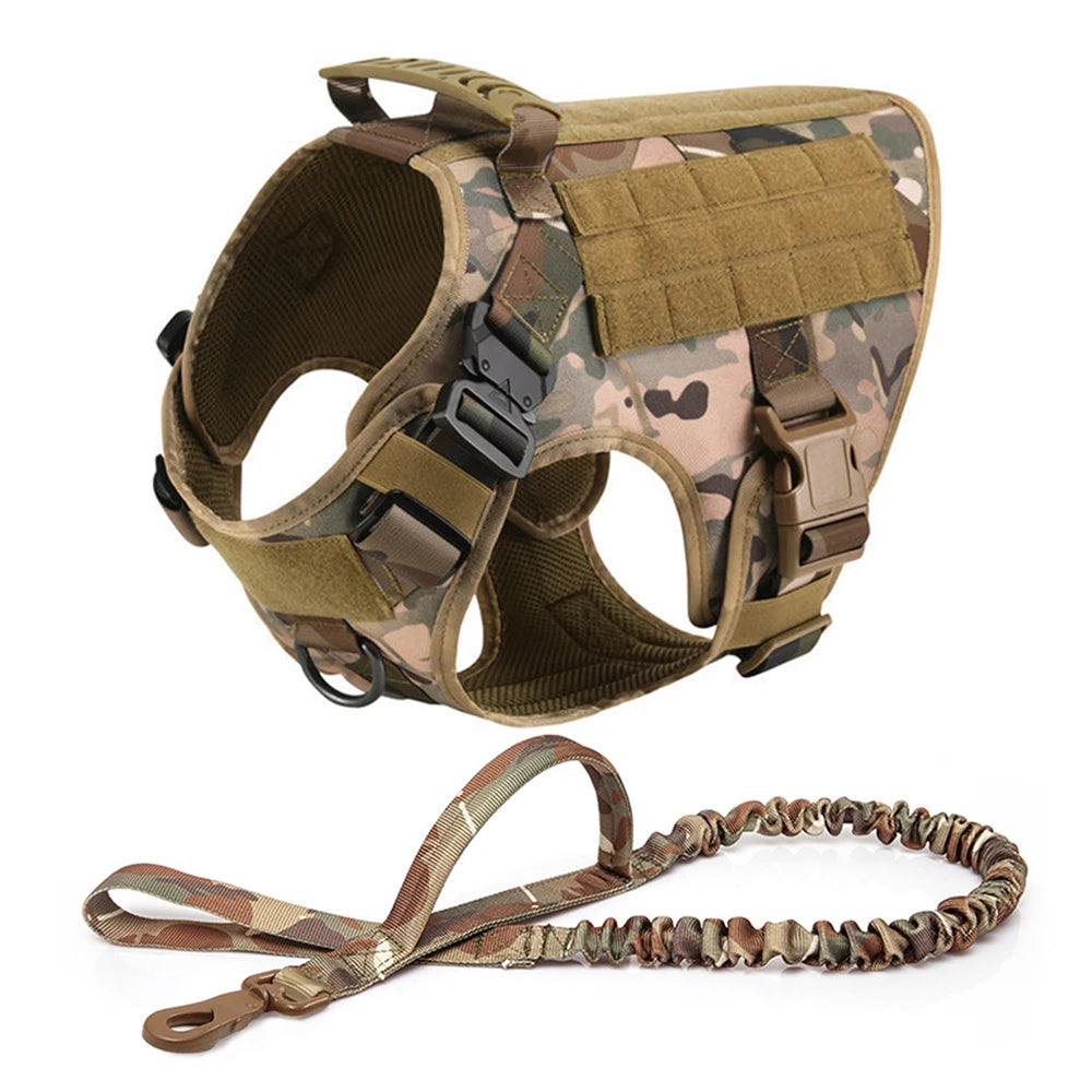 Tactical Dog Harness with Leash & Pouches