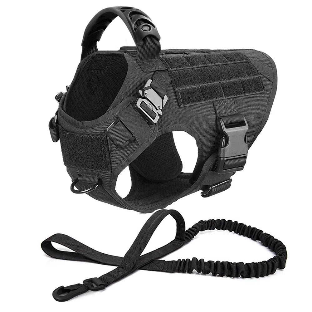 Tactical Dog Harness with Leash & Pouches