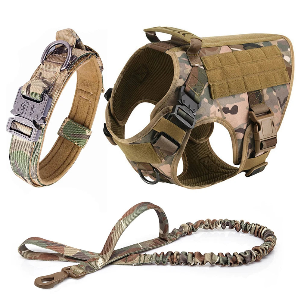 Tactical Dog Harness with Leash & Pouches