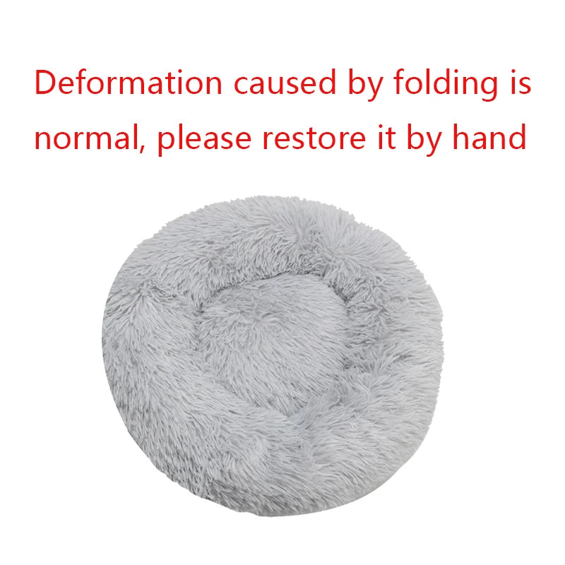 Round Plush Pet Bed – Warm & Washable