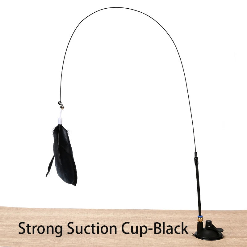 Cat Teaser Wand β Suction Cup Feather Toy