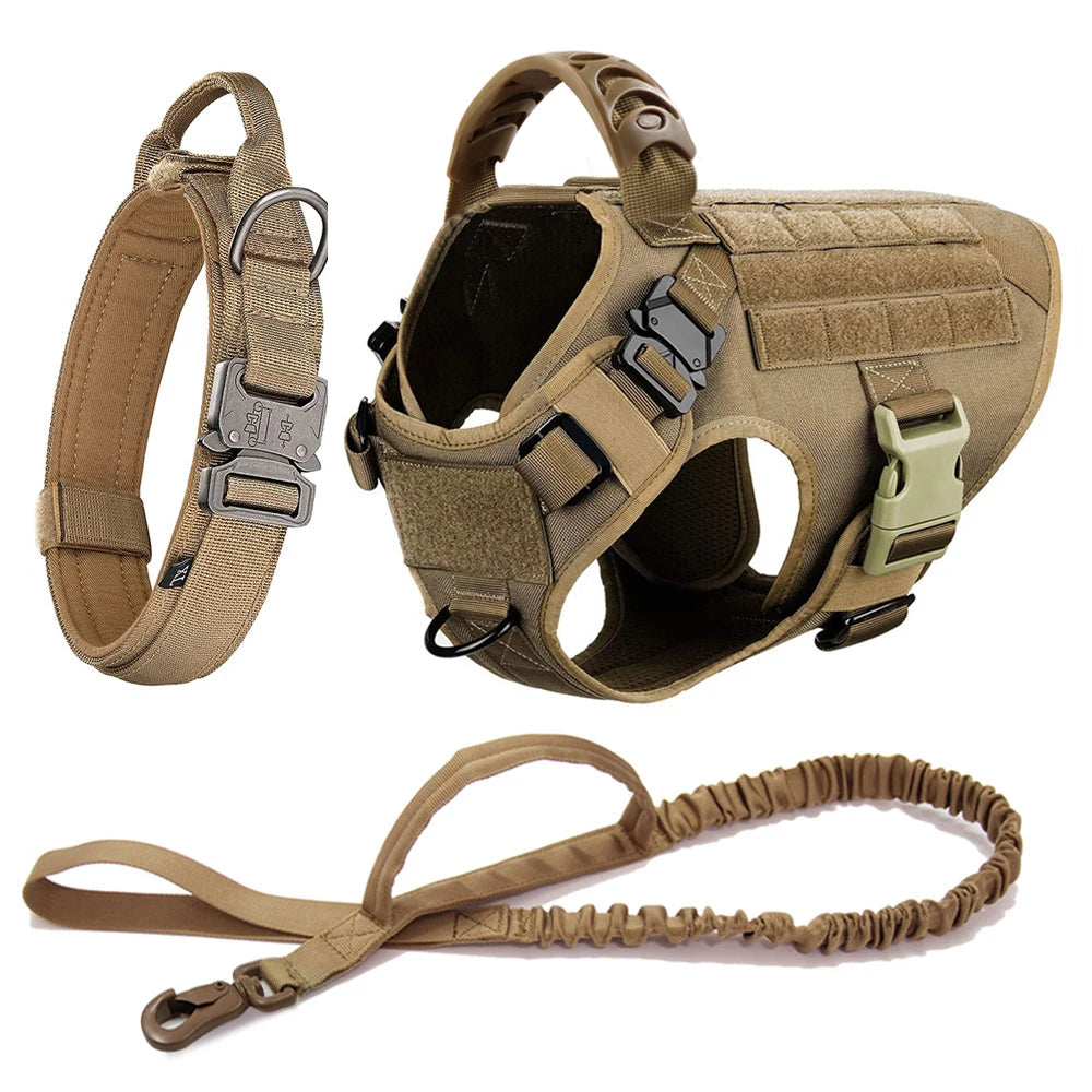 Tactical Dog Harness with Leash & Pouches