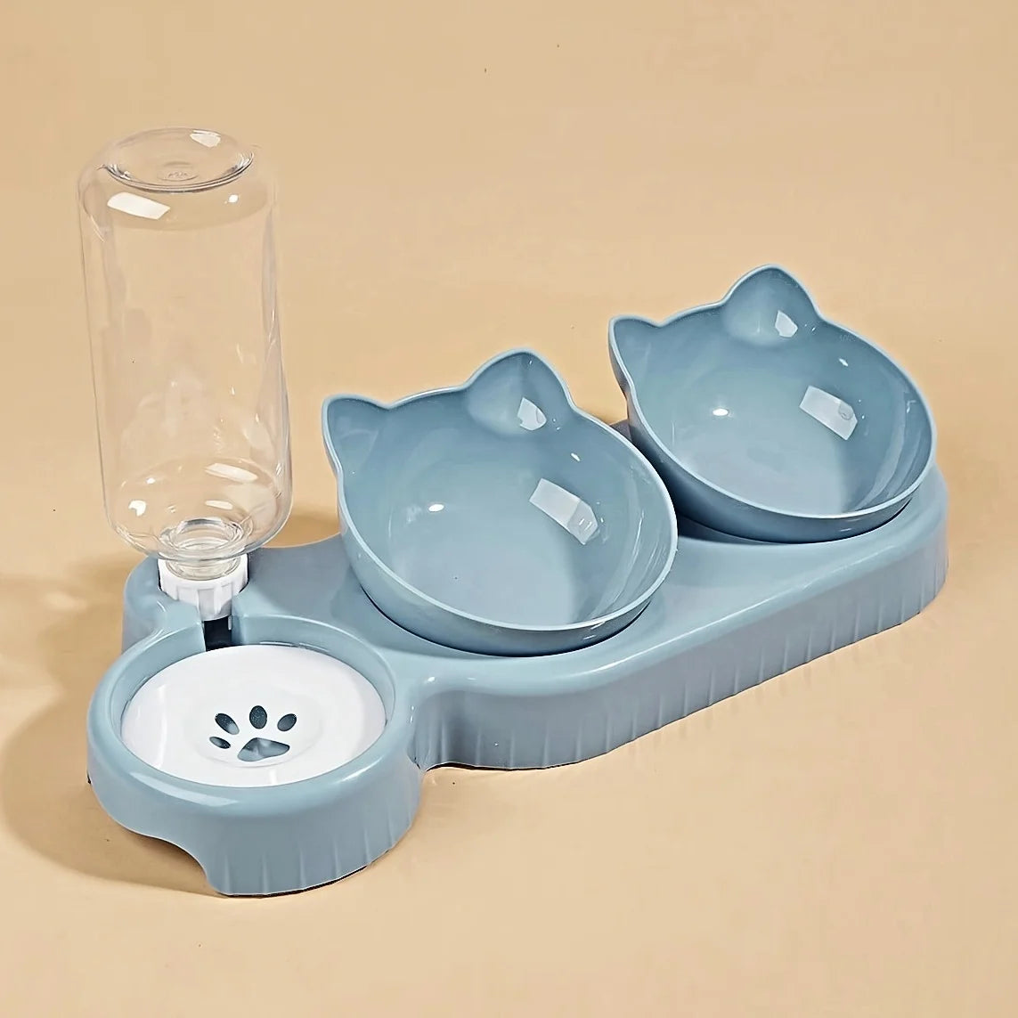 3-in-1 Cat Bowl Set with Water Dispenser