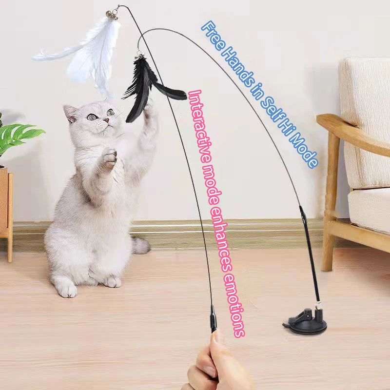 Cat Teaser Wand β Suction Cup Feather Toy