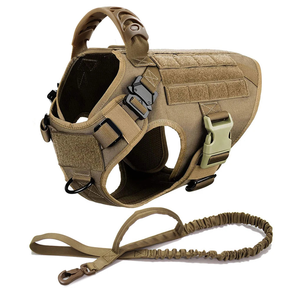 Tactical Dog Harness with Leash & Pouches