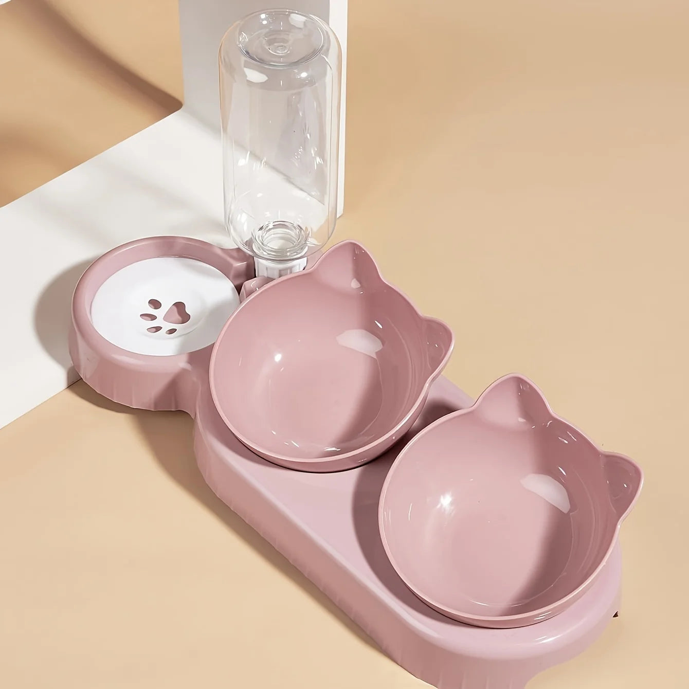 3-in-1 Cat Bowl Set with Water Dispenser