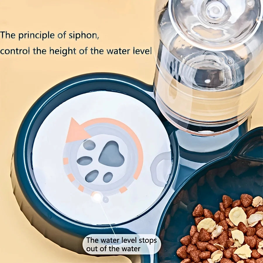 3-in-1 Cat Bowl Set with Water Dispenser