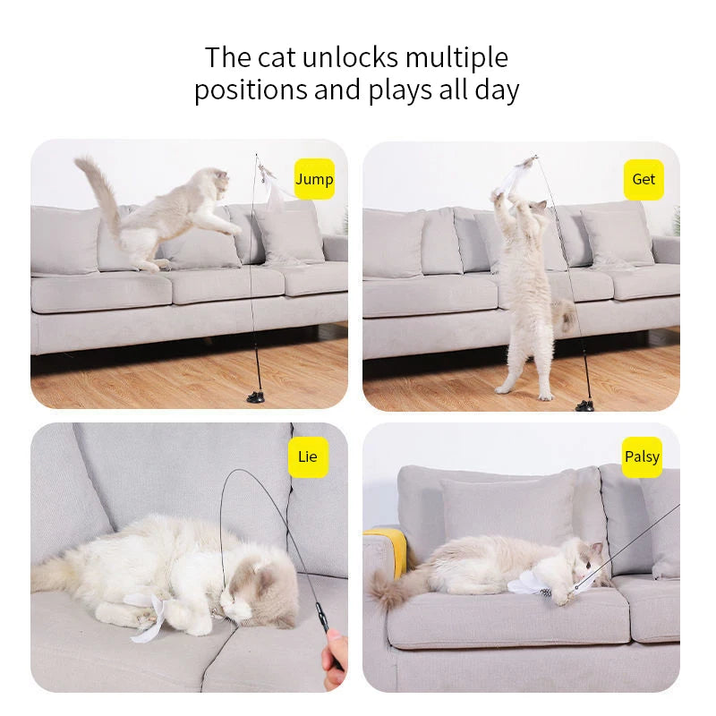 Cat Teaser Wand β Suction Cup Feather Toy