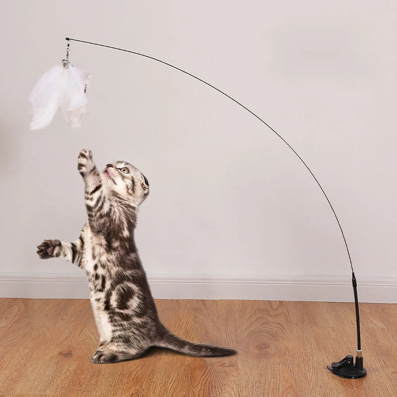 Cat Teaser Wand β Suction Cup Feather Toy