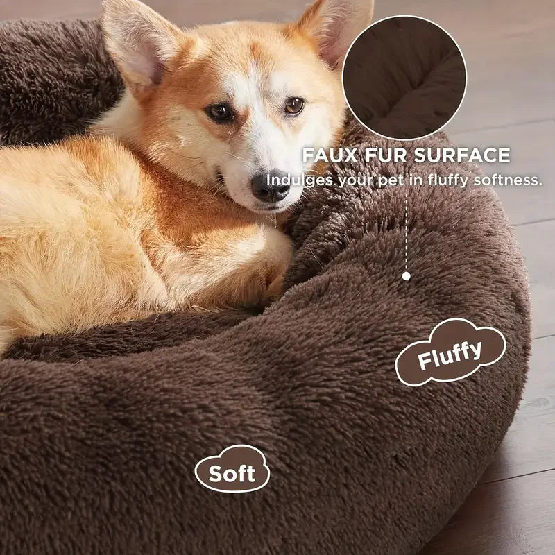 Round Plush Pet Bed – Warm & Washable