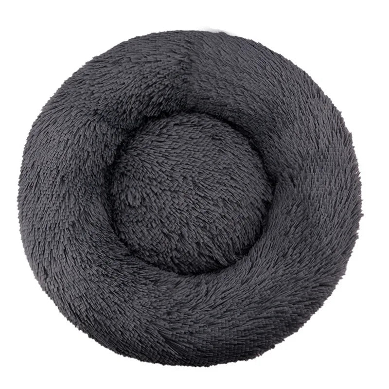Round Plush Pet Bed – Warm & Washable