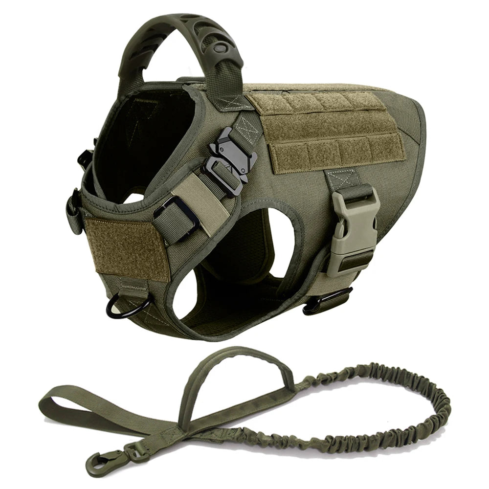 Tactical Dog Harness with Leash & Pouches