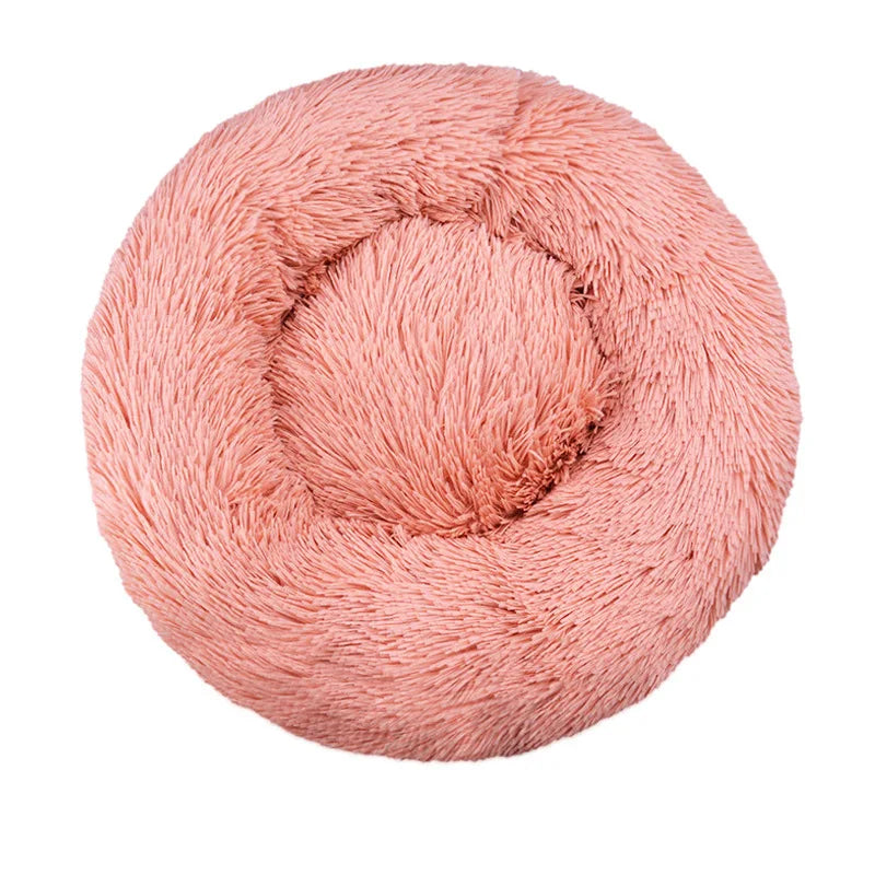 Round Plush Pet Bed – Warm & Washable