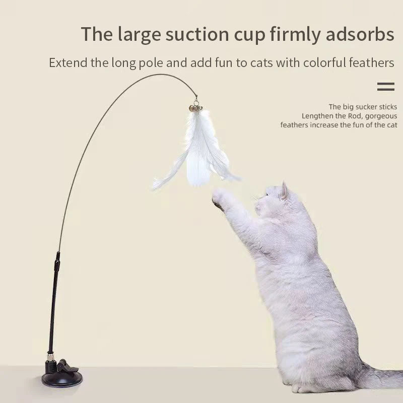 Cat Teaser Wand β Suction Cup Feather Toy