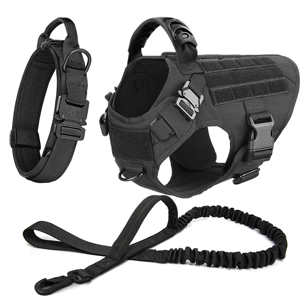 Tactical Dog Harness with Leash & Pouches