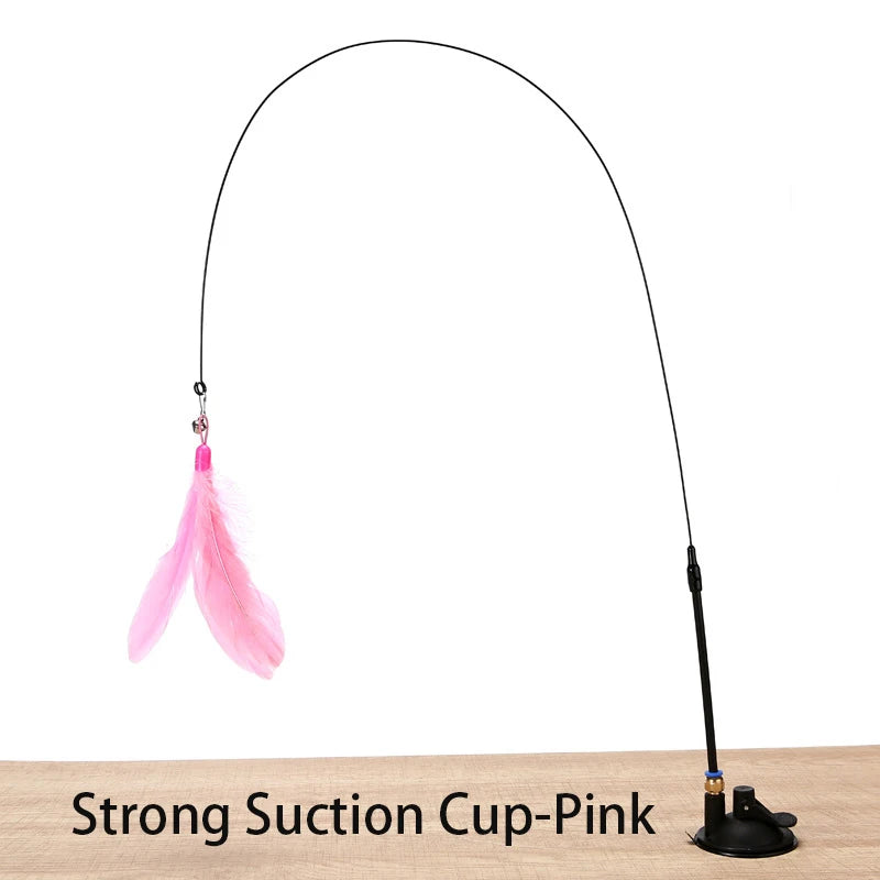 Cat Teaser Wand β Suction Cup Feather Toy