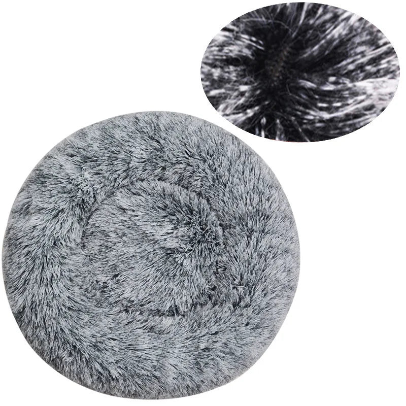 Round Plush Pet Bed – Warm & Washable