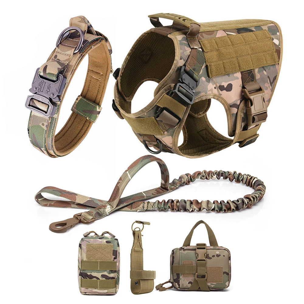 Tactical Dog Harness with Leash & Pouches