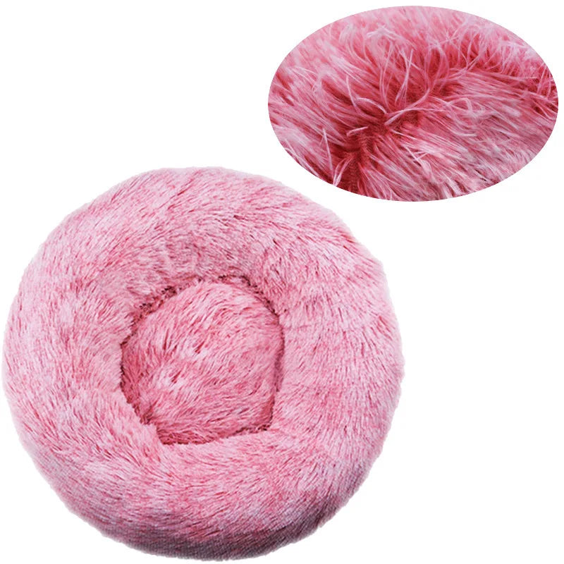 Round Plush Pet Bed – Warm & Washable