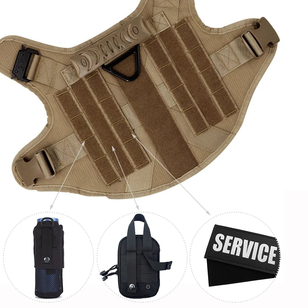 Tactical Dog Harness with Leash & Pouches