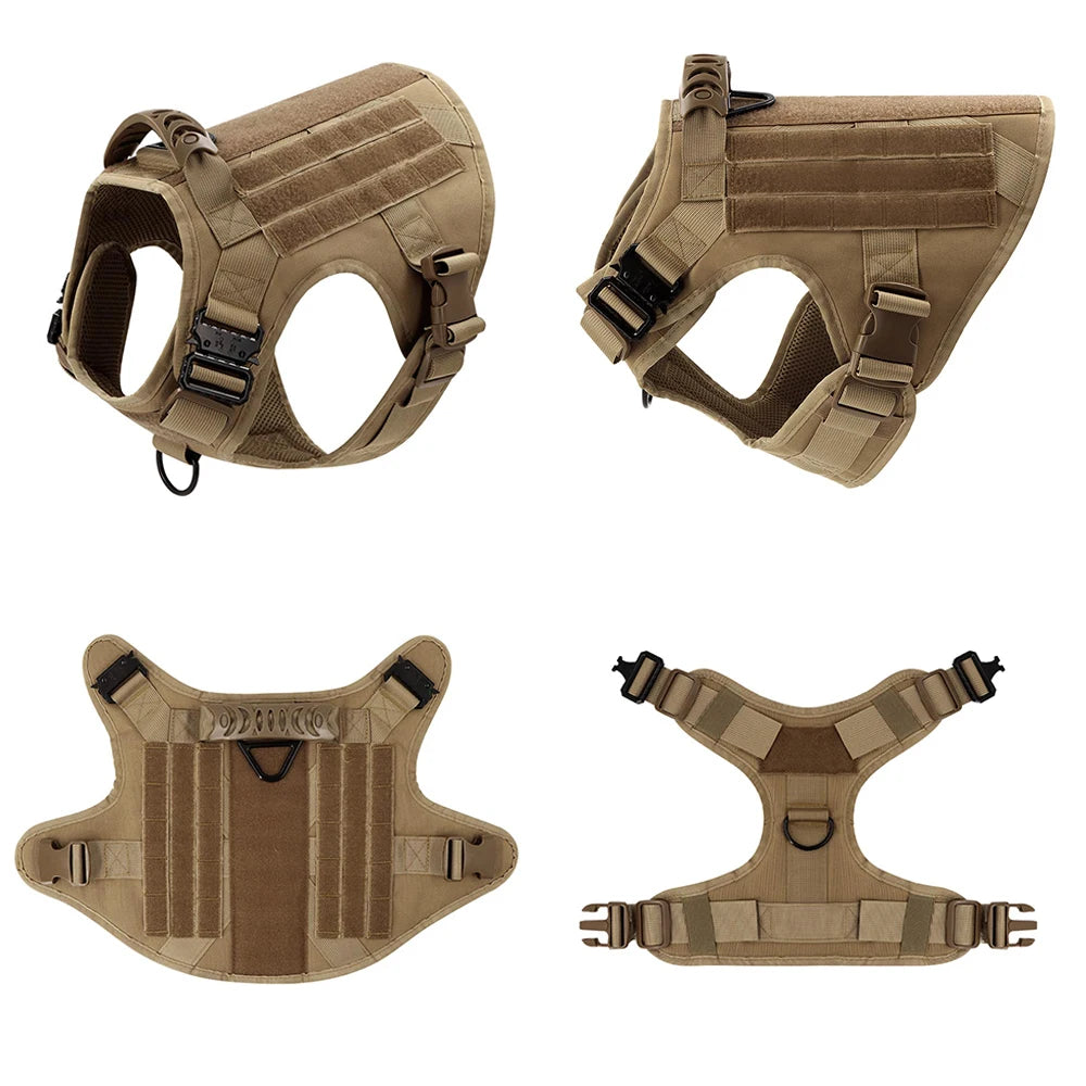 Tactical Dog Harness with Leash & Pouches