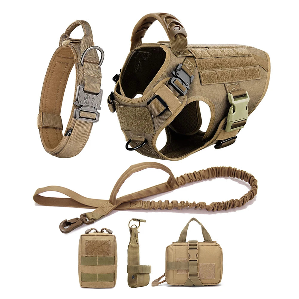 Tactical Dog Harness with Leash & Pouches
