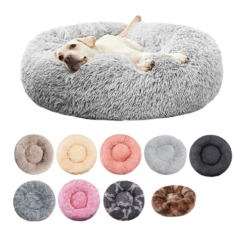 Round Plush Pet Bed – Warm & Washable