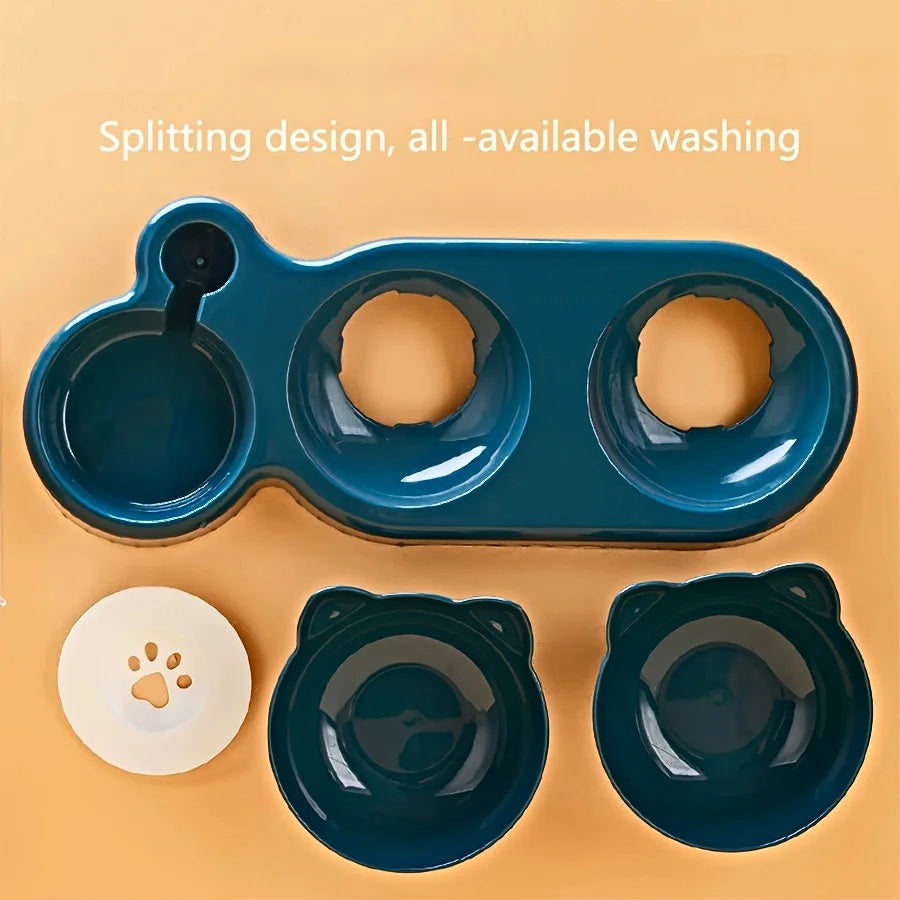 3-in-1 Cat Bowl Set with Water Dispenser