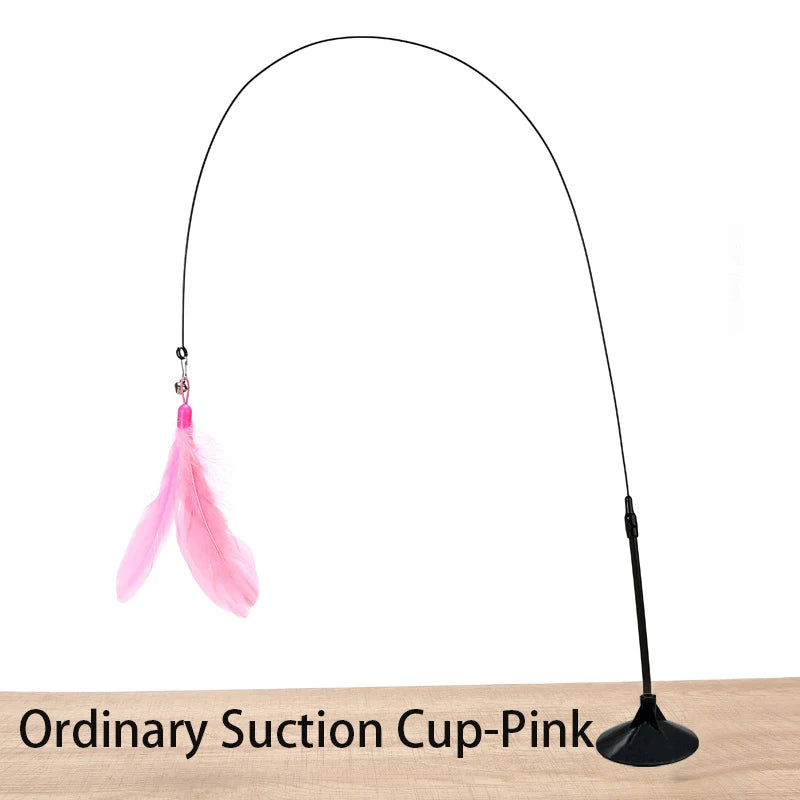 Cat Teaser Wand β Suction Cup Feather Toy