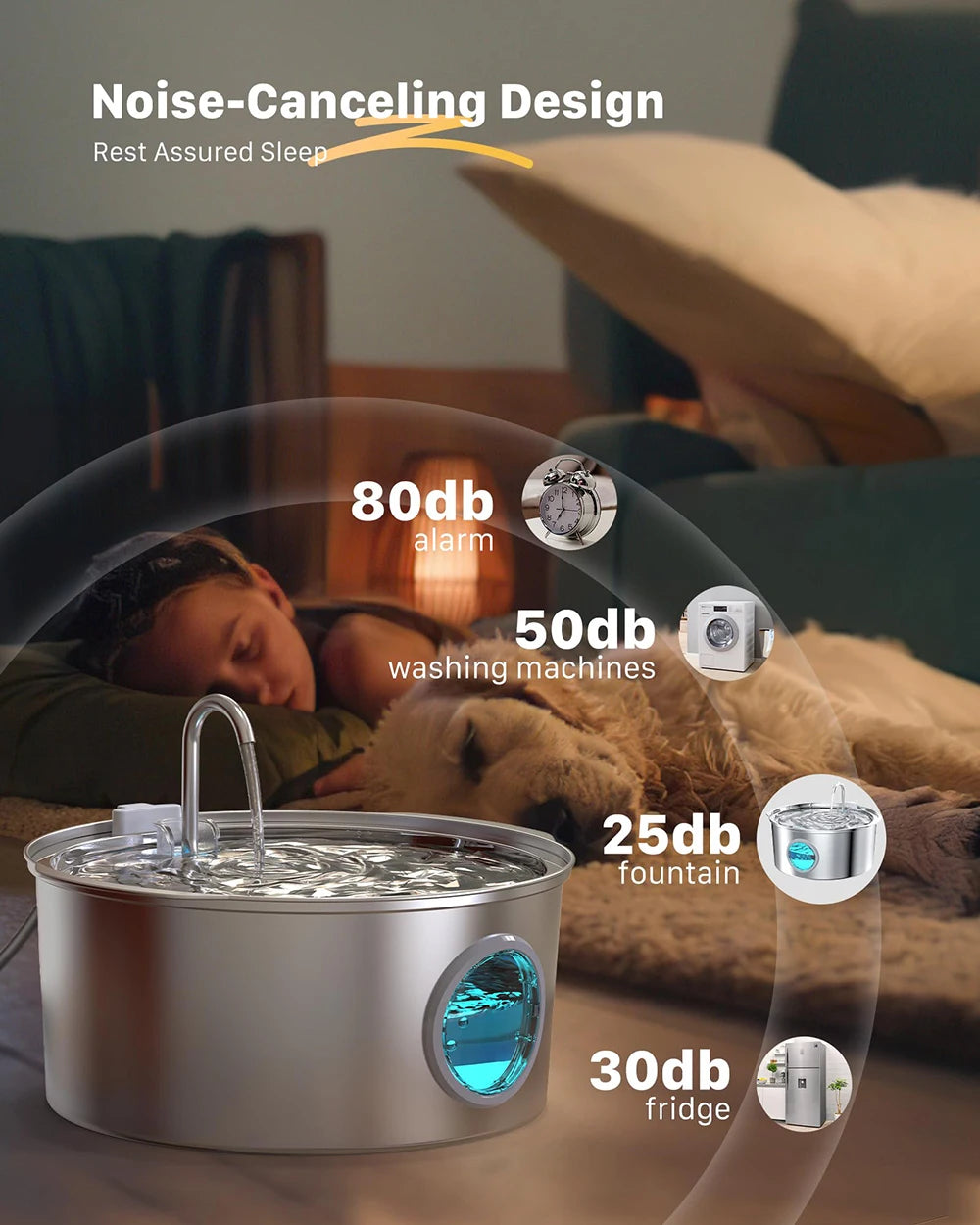 7L Stainless Steel Pet Water Fountain