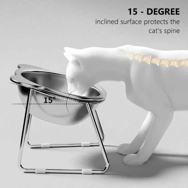 Elevated Stainless Steel Cat Bowl (15° Tilt)