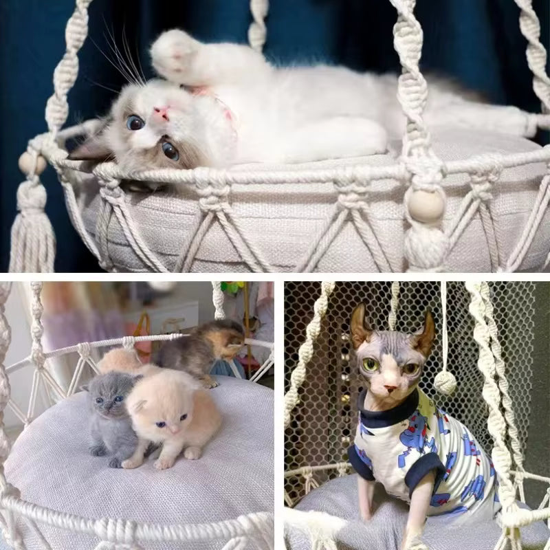 Handwoven Cat Hammock Swing