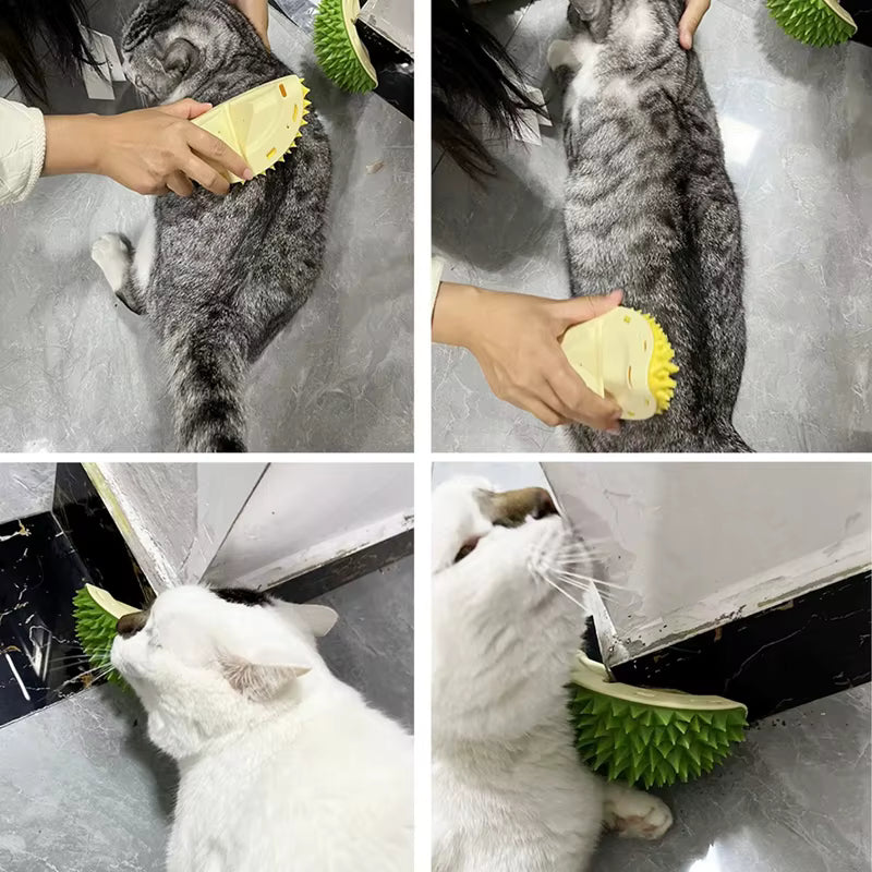 Wall-Mounted Cat Scratcher & Grooming Brush
