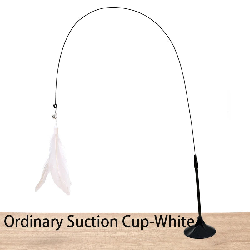 Cat Teaser Wand – Suction Cup Feather Toy