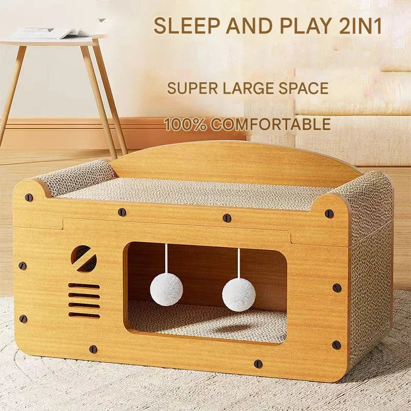 2-in-1 Cat Scratcher House