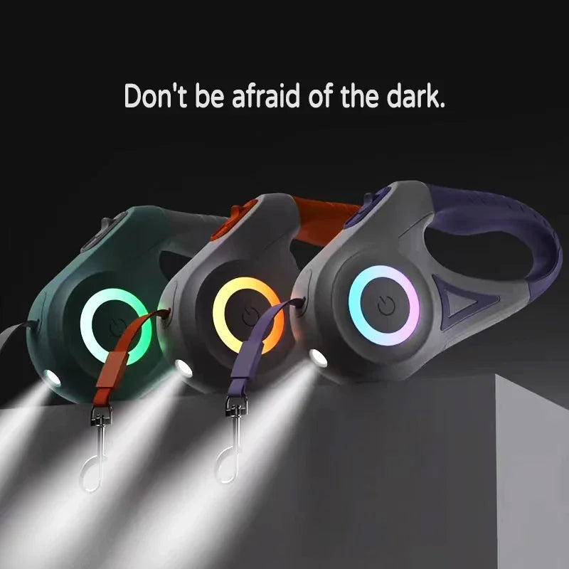LED Retractable Dog Leash with Flashlight (3m / 5m)