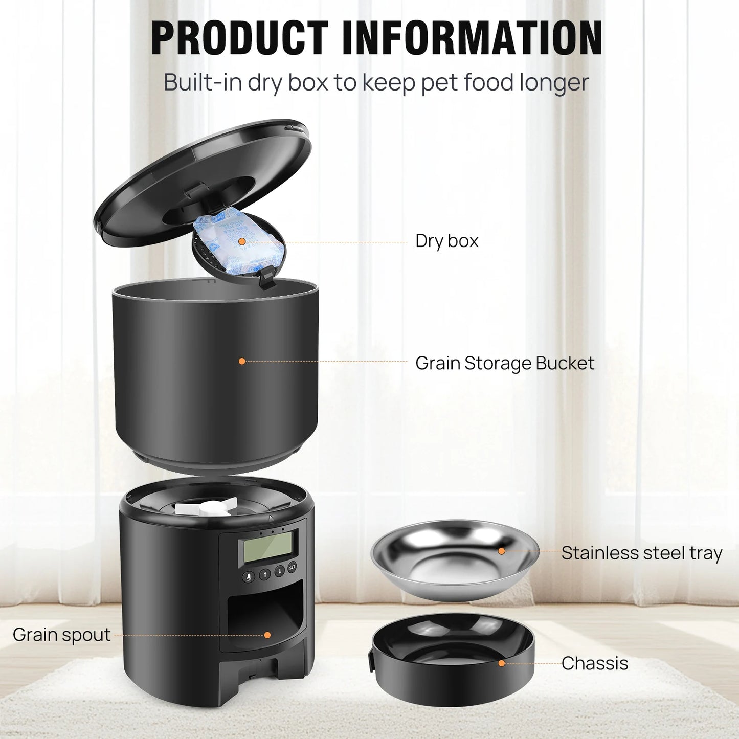 Smart Pet Feeder – 3L, Timer, Rechargeable