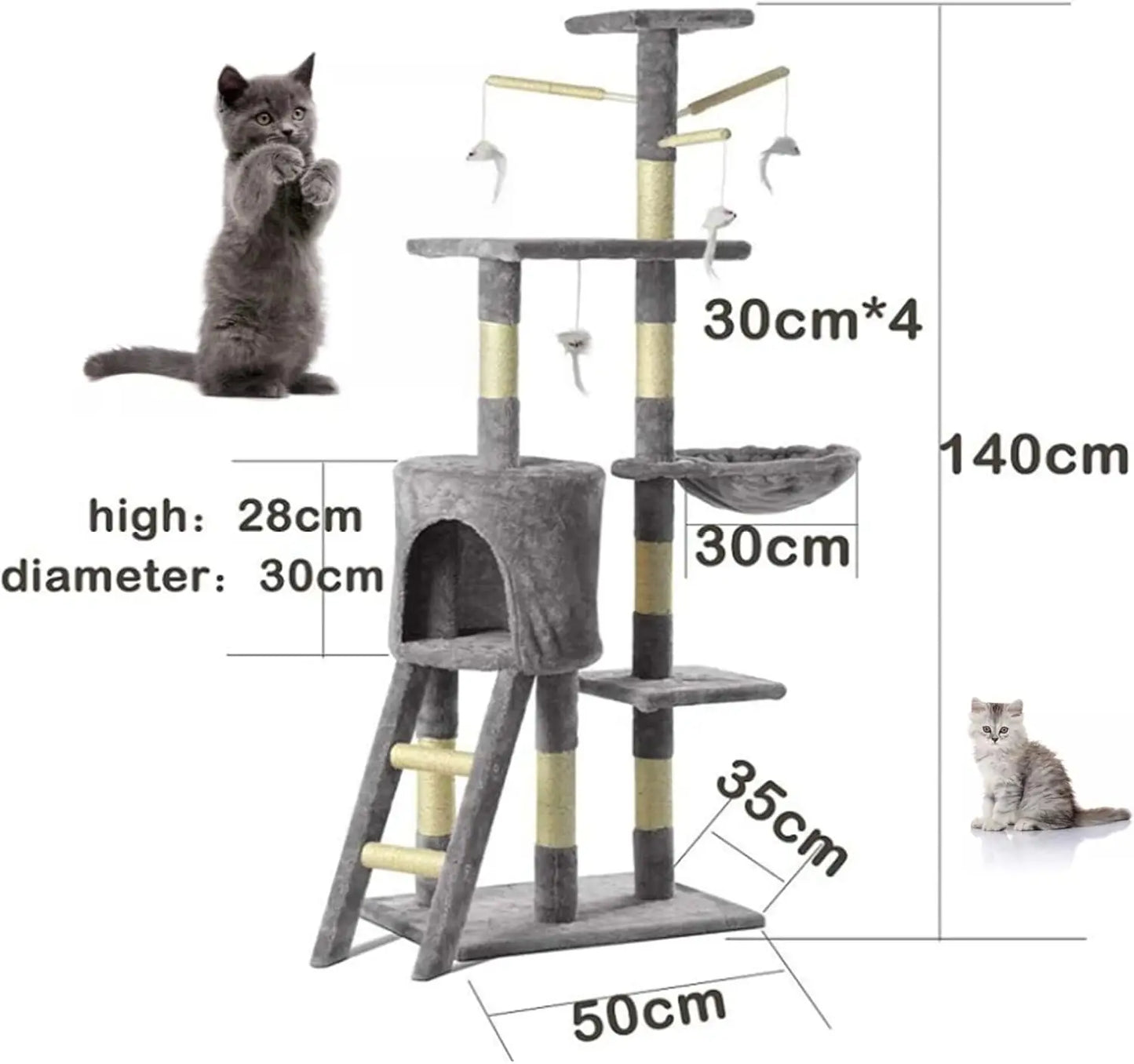 Large Cat Climbing Tree with Scratching Posts
