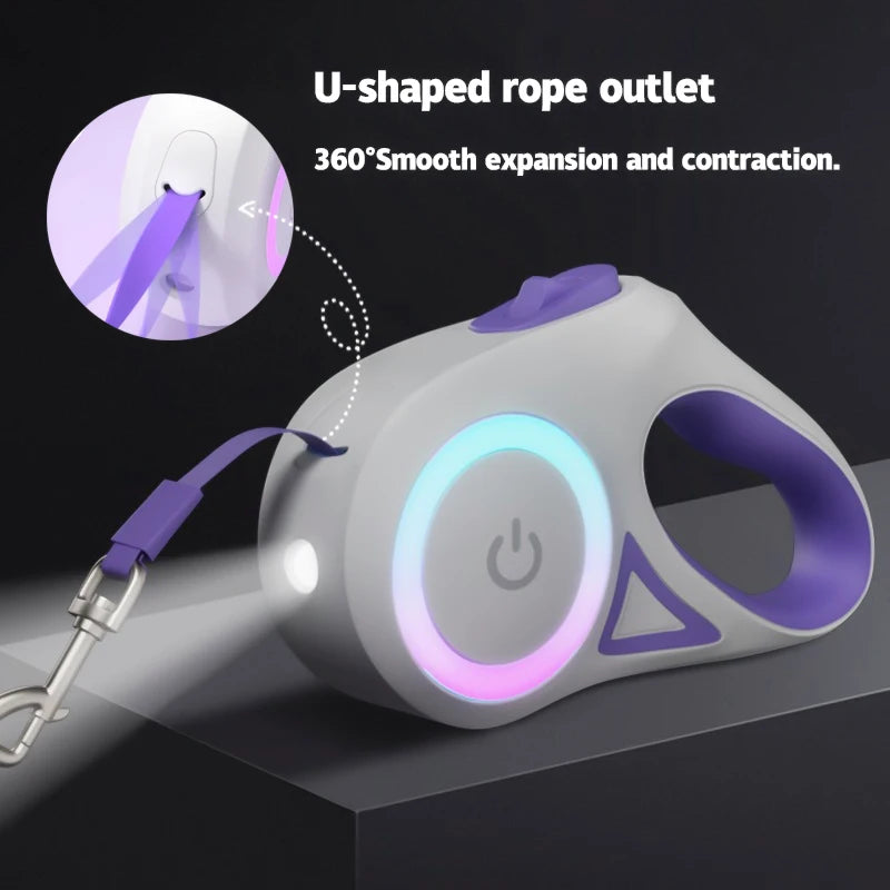 LED Retractable Dog Leash with Flashlight (3m / 5m)