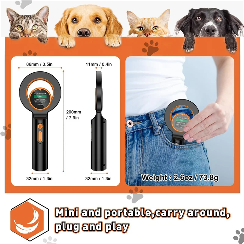 Bluetooth Pet Microchip Scanner AS63 (3-in-1)