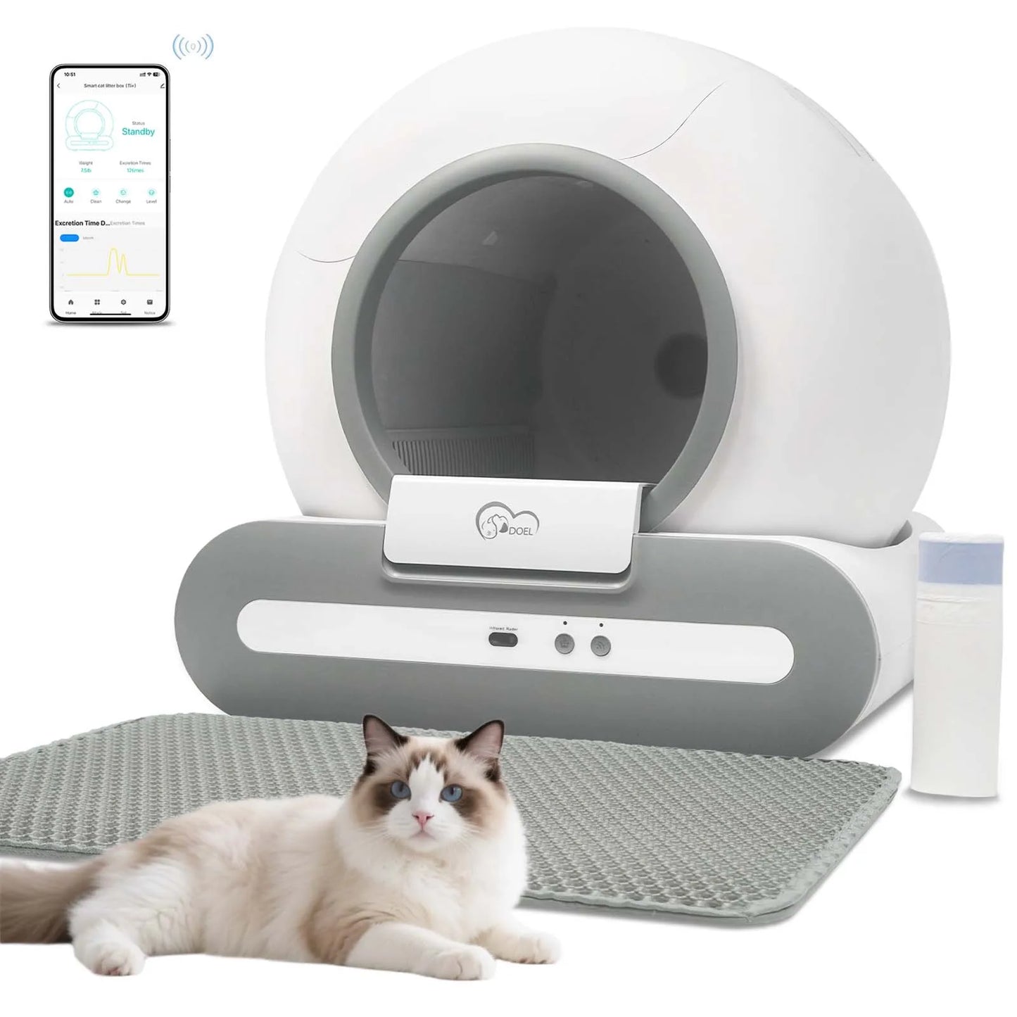 DOEL Smart Self-Cleaning Cat Litter Box (App Control)