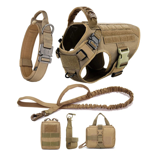 Tactical Dog Harness with Leash & Pouches
