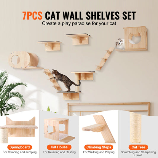 Wall-Mounted Cat Shelves & Playground Set