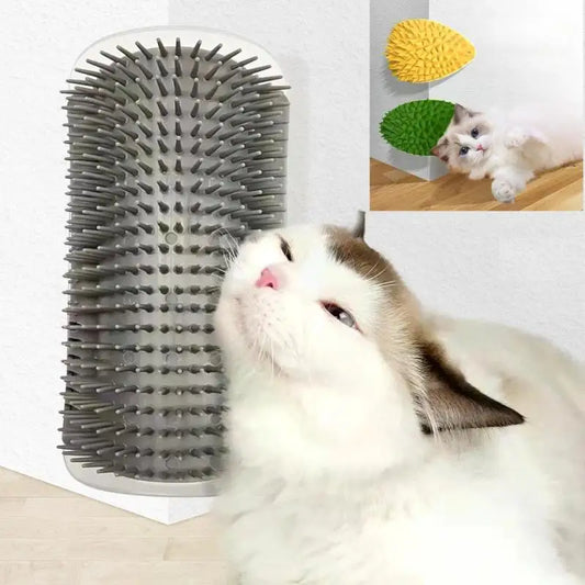 Wall-Mounted Cat Scratcher & Grooming Brush